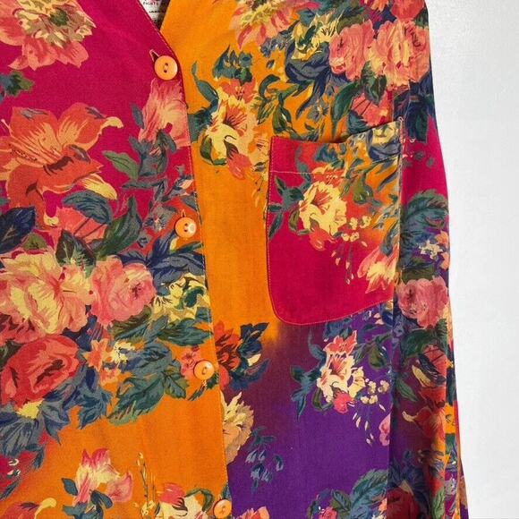 Atlast Studio 90s Vintage Floral Print Collared Long Sleeve Shirt Size M Women - Picture 4 of 6